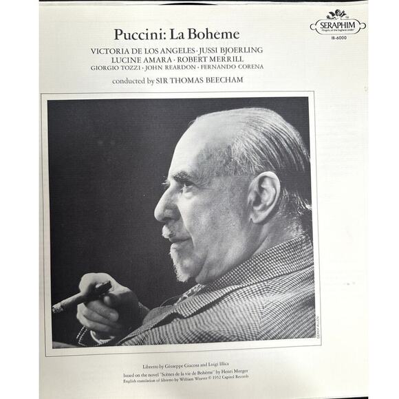Puccini La Boheme Sir Thomas Beecham Vinyl Box Set Seraphim Records - Picture 4 of 8